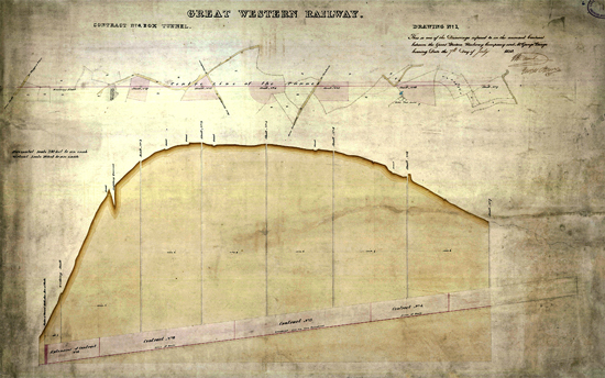 longitudinal cross-section of Box Tunnel, 7 July 1838