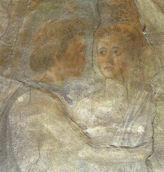 Piero della Francesca, Legend of the True Cross, Death of Adam, detail, pre-restoration