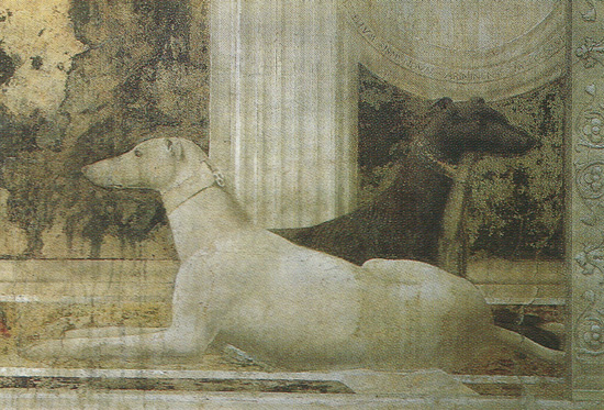 Piero della Francesca, Sigismondo Malatesta praying before St. Sigismond, detail